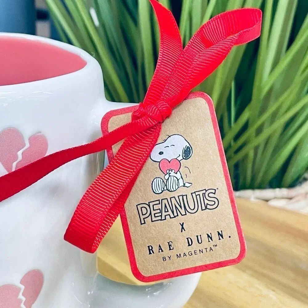 NWT Gorgeous Rae Dunn Peanuts It's either the flu or love Double Sided Pink Mug - Picture 2 of 16